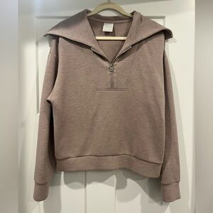 Varley Yates Half Zip, taupe marl, medium